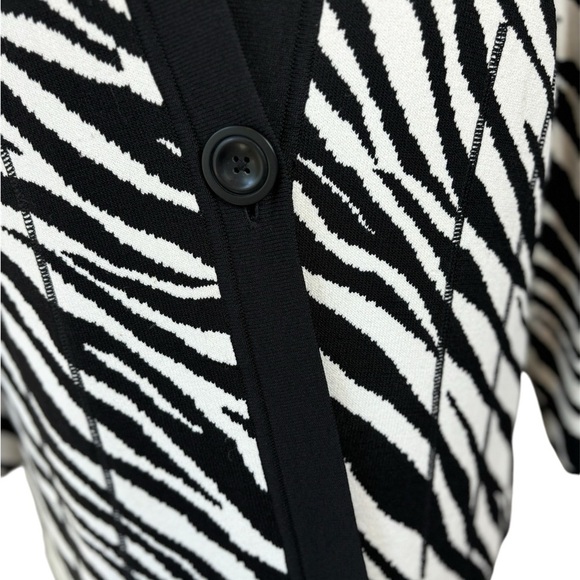 Jones New York Signature Knit Collection 3/4 Sleeve Sweater Cardigan Zebra XL - Picture 4 of 11
